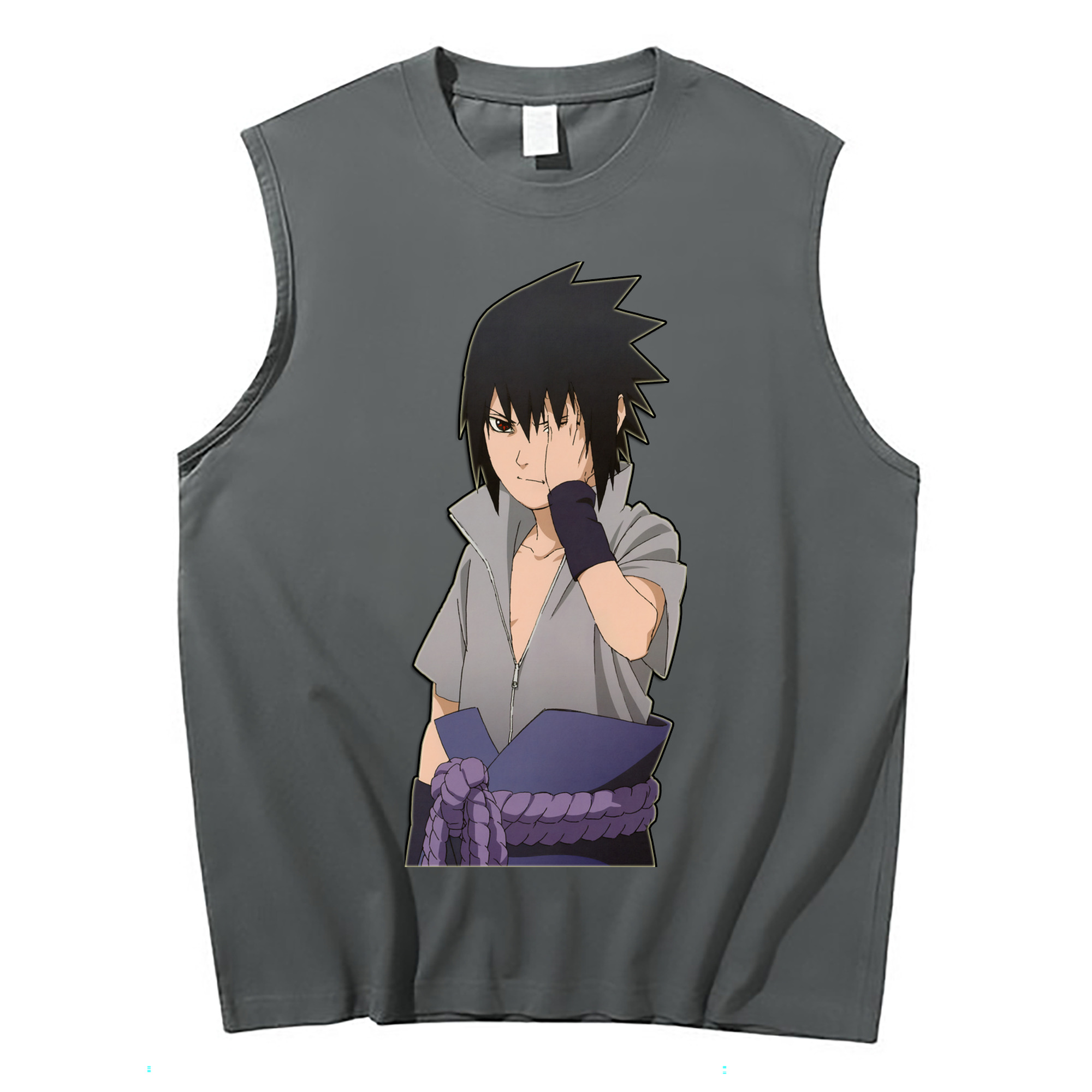 （画像用） NARUTO -ナルト- うちは サスケ Uchiha Sasuke コットン100％タンクトップ（フロントプリント）